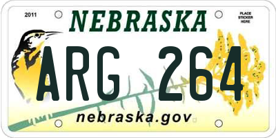 NE license plate ARG264