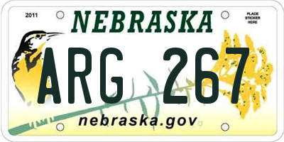 NE license plate ARG267