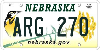 NE license plate ARG270