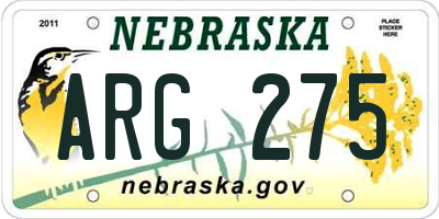 NE license plate ARG275