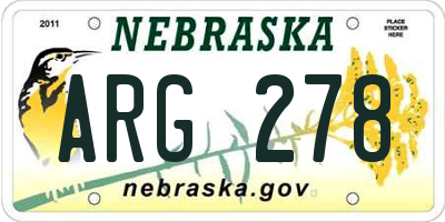 NE license plate ARG278