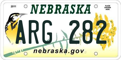 NE license plate ARG282