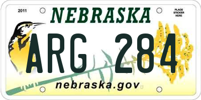 NE license plate ARG284