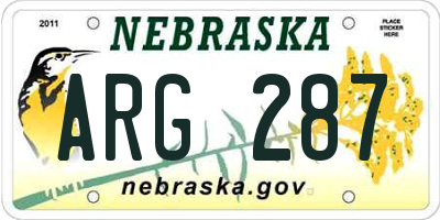 NE license plate ARG287