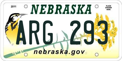 NE license plate ARG293