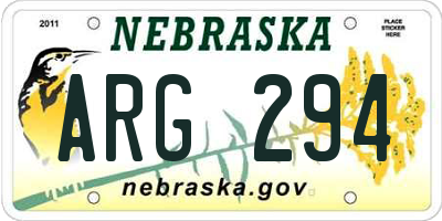 NE license plate ARG294