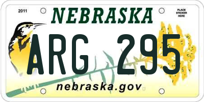 NE license plate ARG295