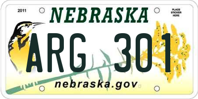 NE license plate ARG301