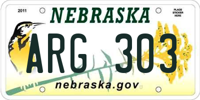 NE license plate ARG303