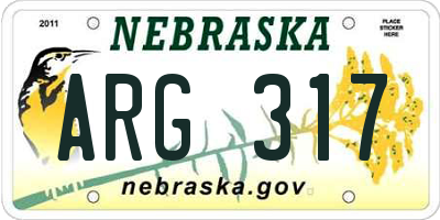 NE license plate ARG317