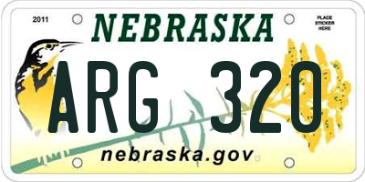 NE license plate ARG320