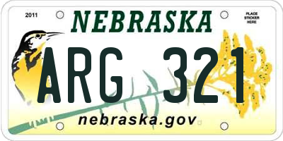 NE license plate ARG321