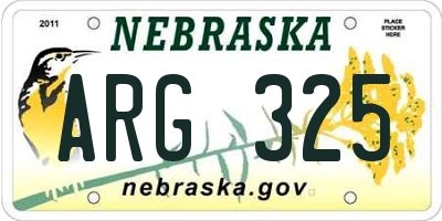 NE license plate ARG325