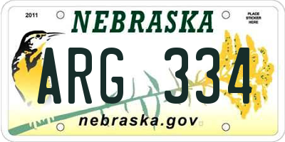 NE license plate ARG334