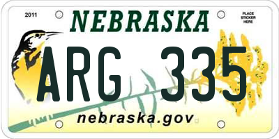 NE license plate ARG335