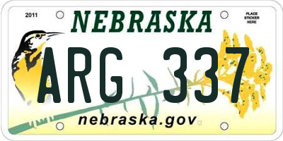 NE license plate ARG337