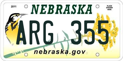 NE license plate ARG355