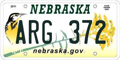 NE license plate ARG372