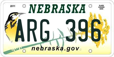 NE license plate ARG396