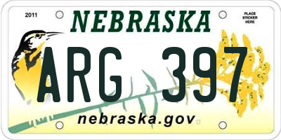 NE license plate ARG397