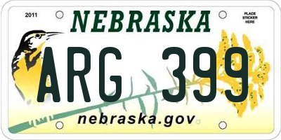 NE license plate ARG399