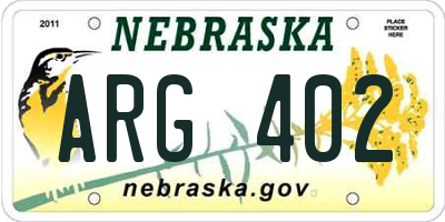 NE license plate ARG402