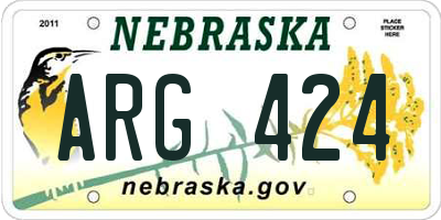 NE license plate ARG424