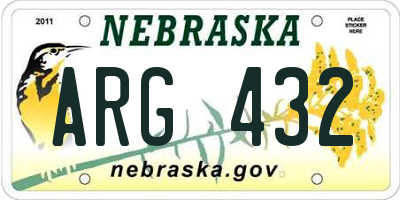 NE license plate ARG432