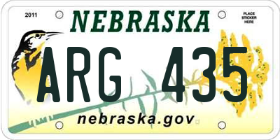 NE license plate ARG435