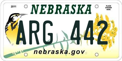 NE license plate ARG442