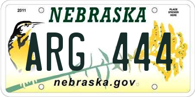 NE license plate ARG444