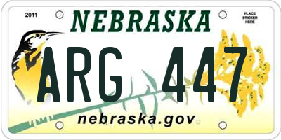 NE license plate ARG447