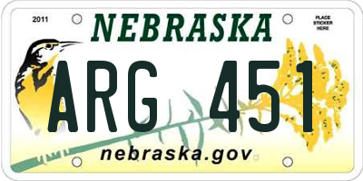 NE license plate ARG451