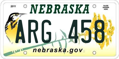 NE license plate ARG458