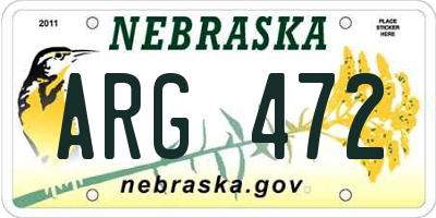 NE license plate ARG472