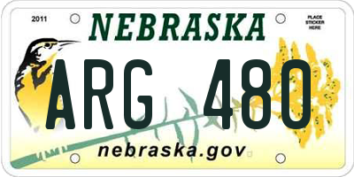 NE license plate ARG480