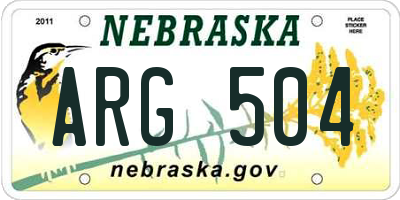NE license plate ARG504