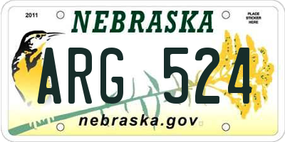 NE license plate ARG524