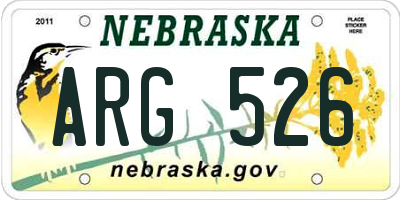 NE license plate ARG526