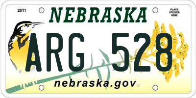 NE license plate ARG528