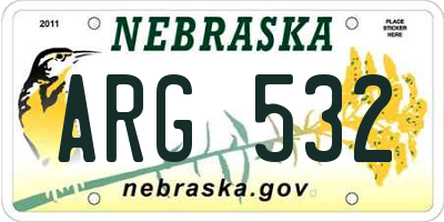 NE license plate ARG532