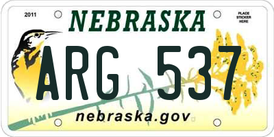 NE license plate ARG537