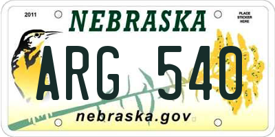 NE license plate ARG540