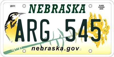 NE license plate ARG545