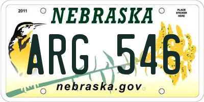 NE license plate ARG546