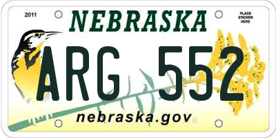 NE license plate ARG552