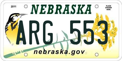 NE license plate ARG553