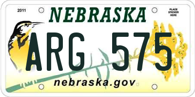 NE license plate ARG575