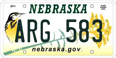 NE license plate ARG583