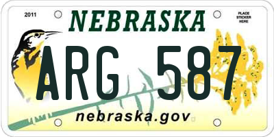 NE license plate ARG587
